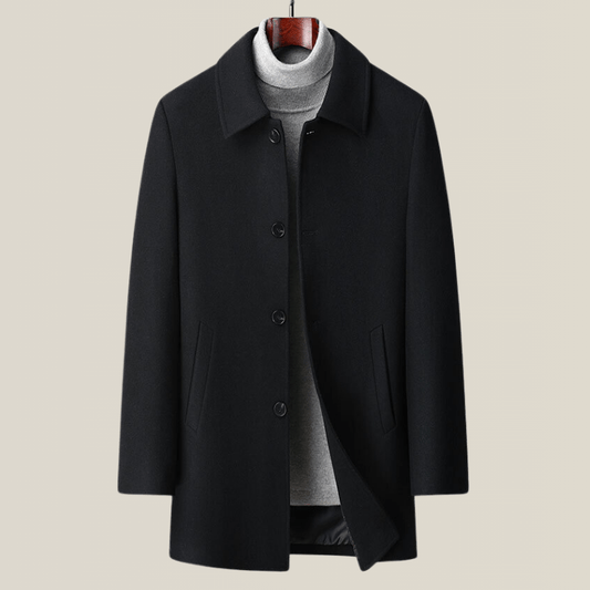 Manteau En Laine Trench Noir Pour Homme