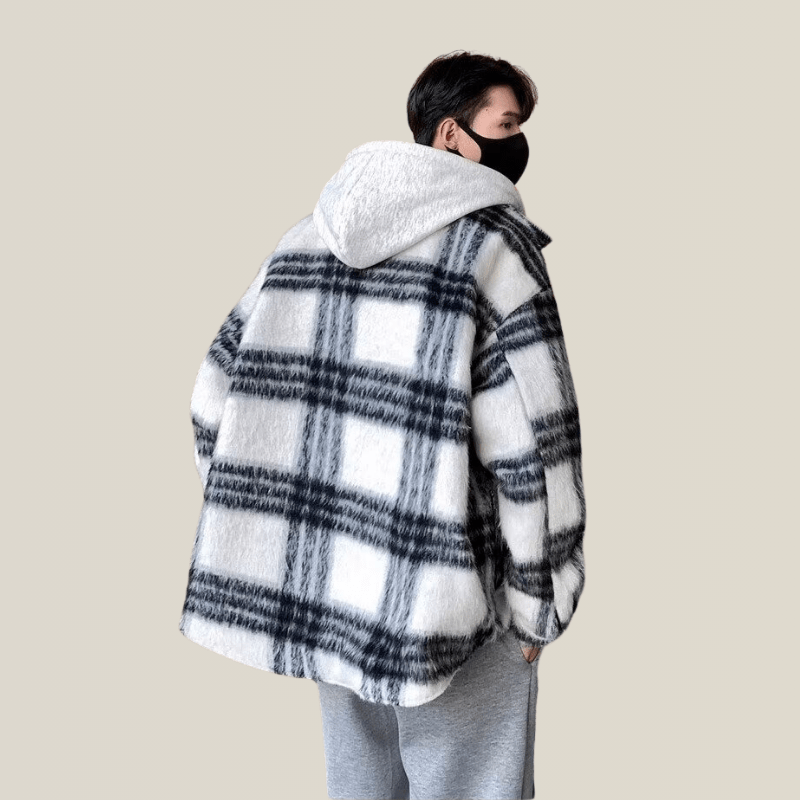 Trench Carreaux Noir Homme
