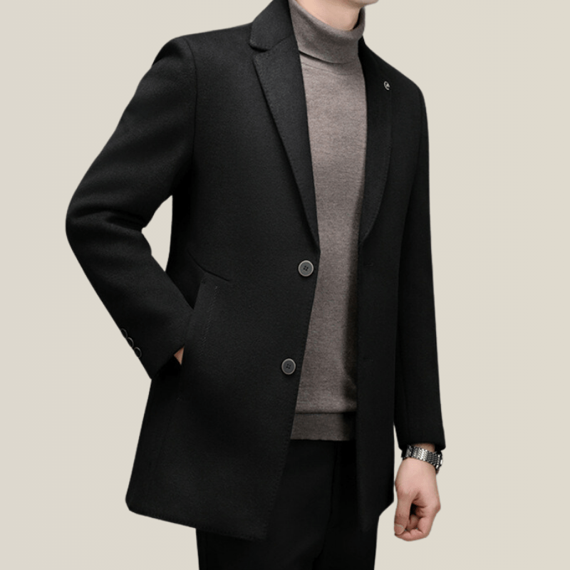 Trench Coat Droit Homme Noir
