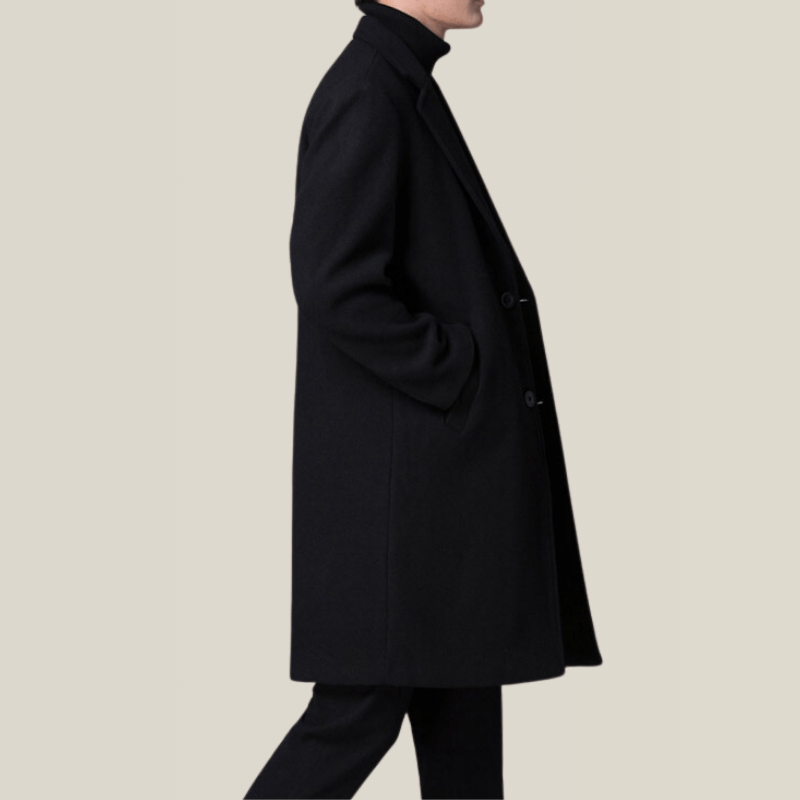 Trench Coat Laine Homme Noir