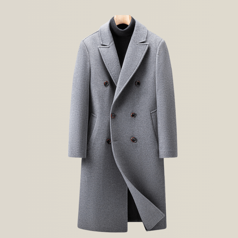 Manteau long en laine épais à double boutonnage pour homme Manteau long en laine épais à double boutonnage pour homme