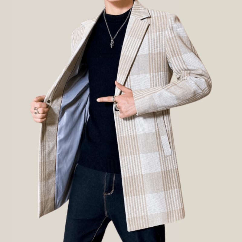 Trench Homme Beige Rayé